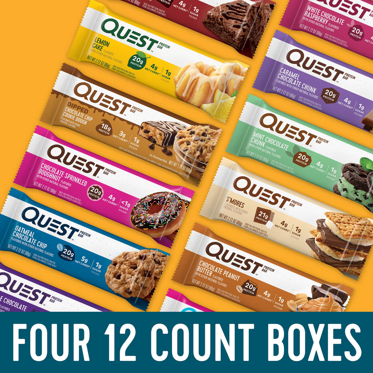 Large Protein Bar Bundle; 4 x 12ct. boxes - Save 10%